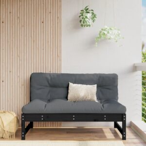 vidaXL Midtsofa svart 120x80 cm heltre furu