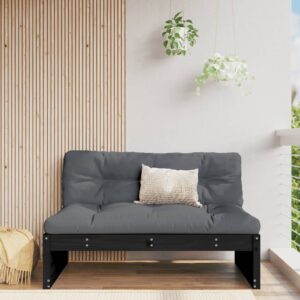 vidaXL Midtsofa svart 120x80 cm heltre furu