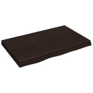 vidaXL Vegghylle mørkebrun 80x50x(2-6) cm behandlet heltre eik