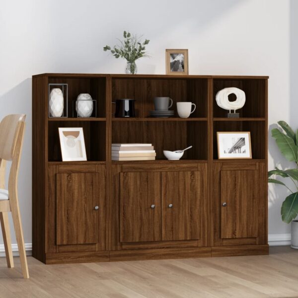 vidaXL Highboard 3 stk brun eik konstruert tre