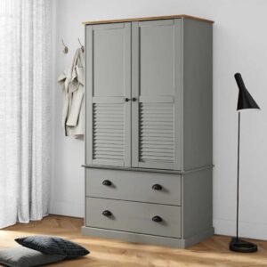 vidaXL Garderobe VIGO grå 90x55x170 cm heltre furu