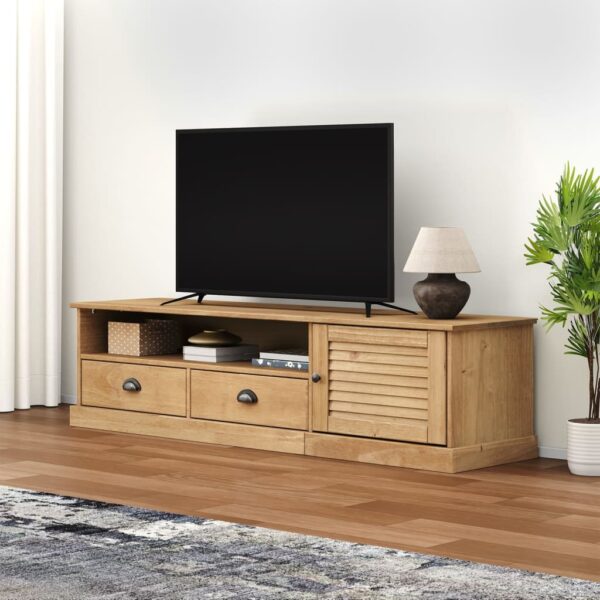 vidaXL TV-benk VIGO grå 156x40x40 cm heltre furu