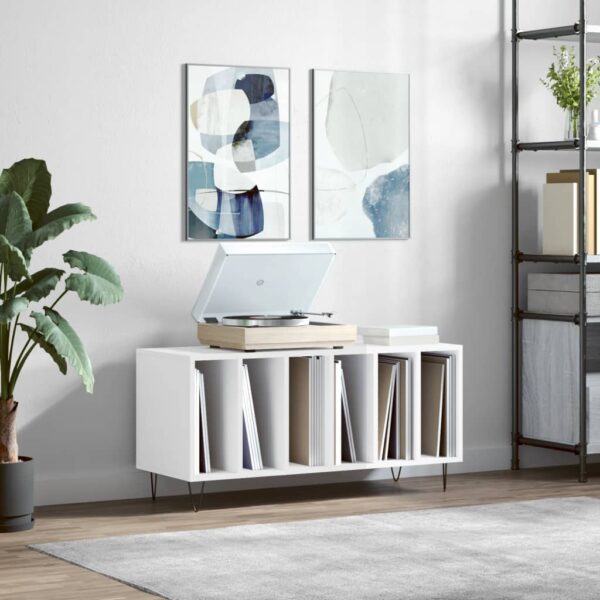 vidaXL Hifi-benk høyglans hvit 100x38x48 cm konstruert tre