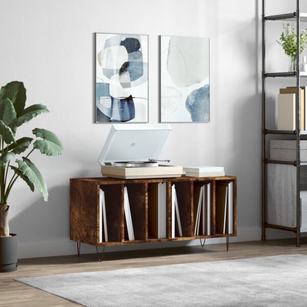 vidaXL Hifi-benk røkt eik 100x38x48 cm konstruert tre