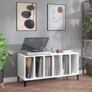 vidaXL Hifi-benk høyglans hvit 100x38x48 cm konstruert tre