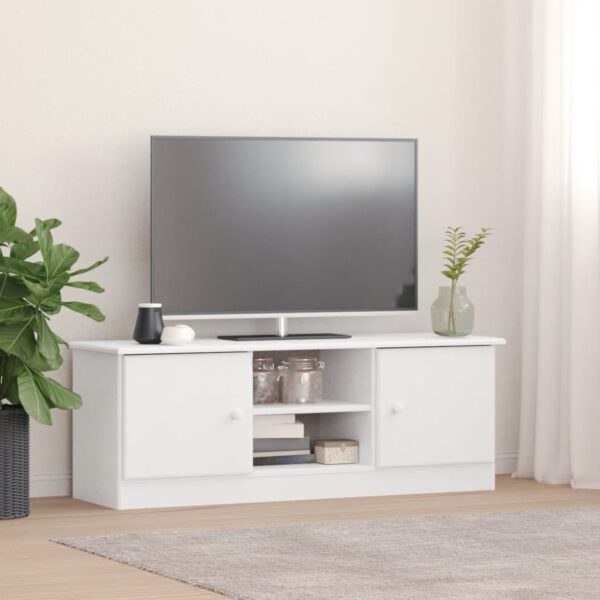 vidaXL TV-benk ALTA hvit 112x35x41 cm heltre furu