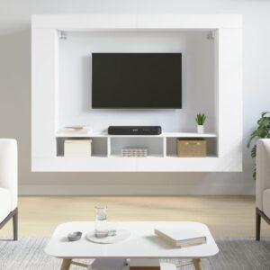 vidaXL TV-benk hvit 152x22x113 cm konstruert tre