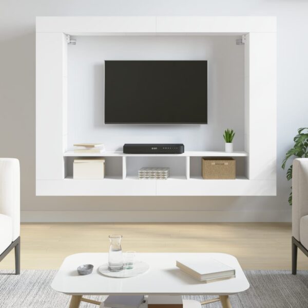 vidaXL TV-benk hvit 152x22x113 cm konstruert tre