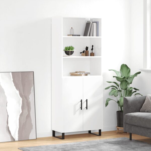 vidaXL Highboard høyglans hvit 69