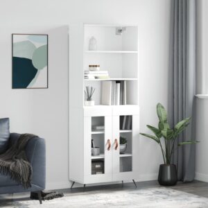 vidaXL Highboard høyglans hvit 69