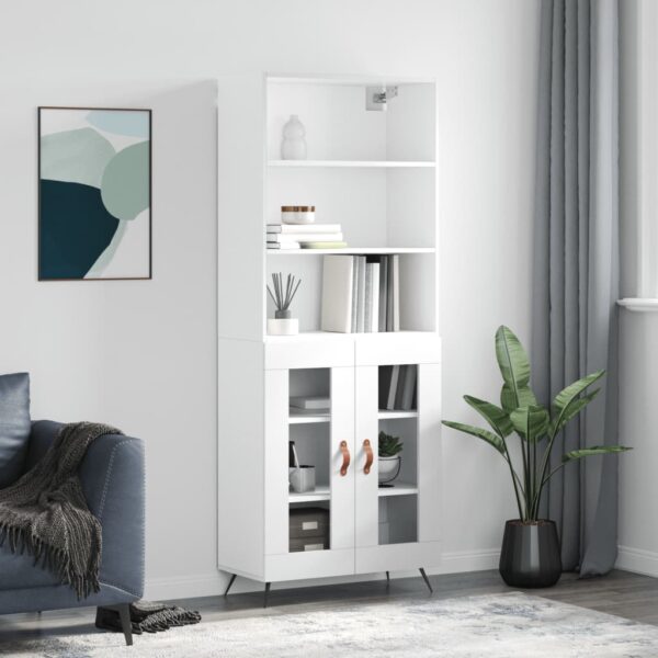 vidaXL Highboard høyglans hvit 69