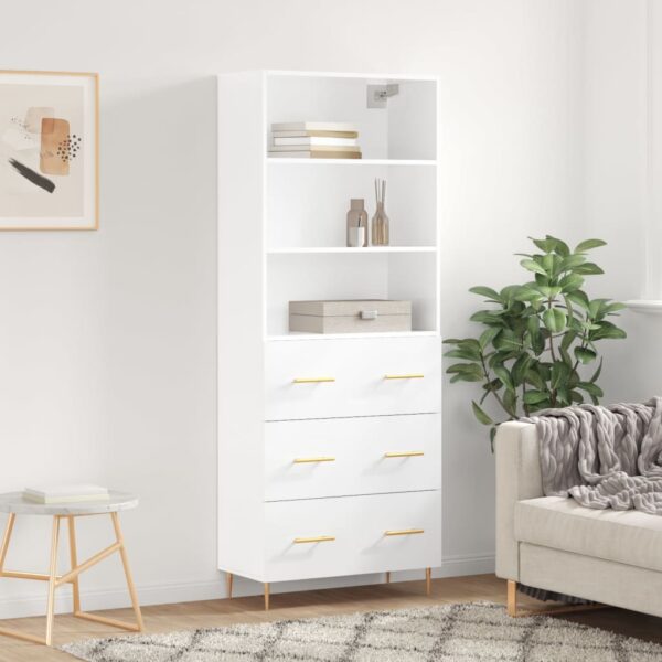 vidaXL Highboard høyglans hvit 69