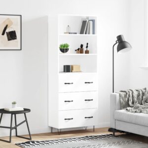 vidaXL Highboard høyglans hvit 69