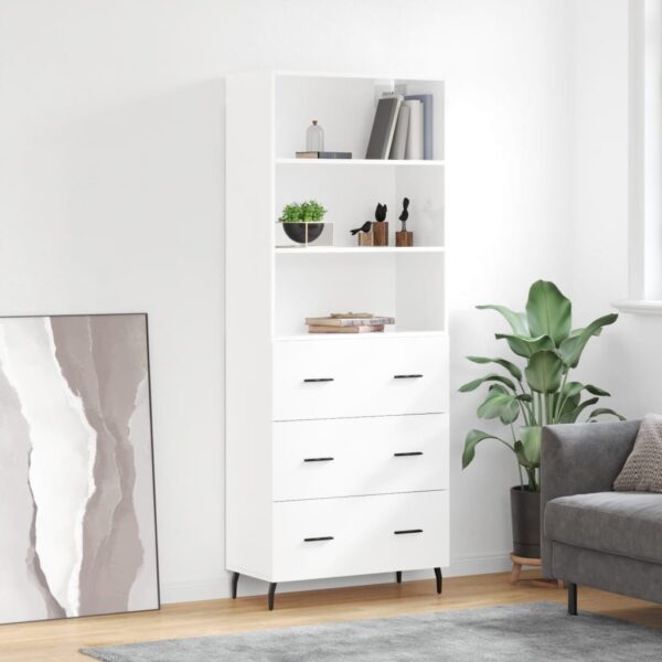 vidaXL Highboard høyglans hvit 69