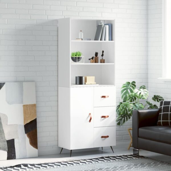 vidaXL Highboard høyglans hvit 69