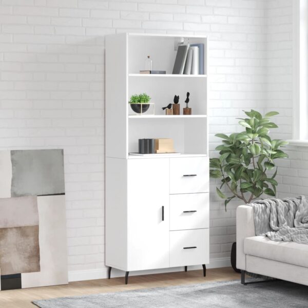 vidaXL Highboard høyglans hvit 69