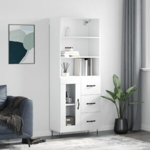 vidaXL Highboard høyglans hvit 69