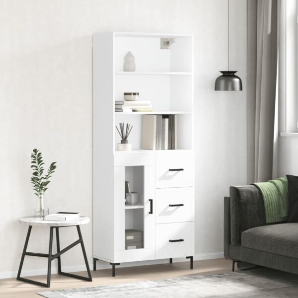 vidaXL Highboard høyglans hvit 69