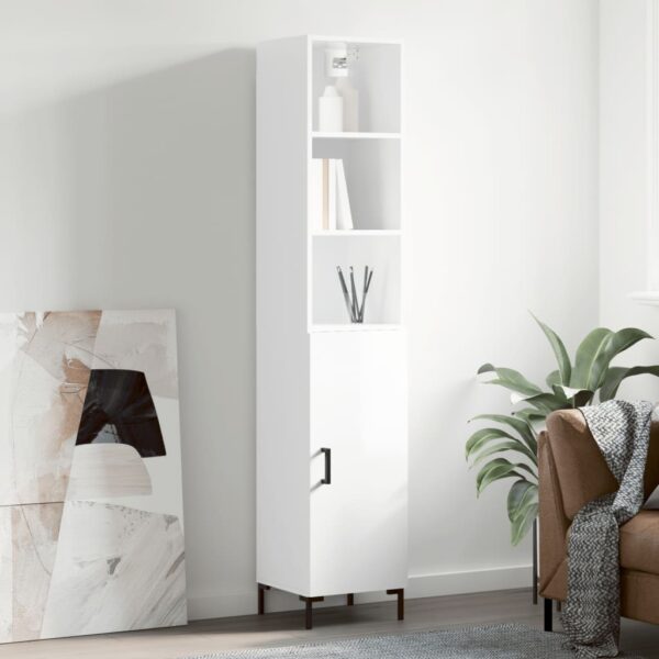 vidaXL Highboard høyglans hvit 34