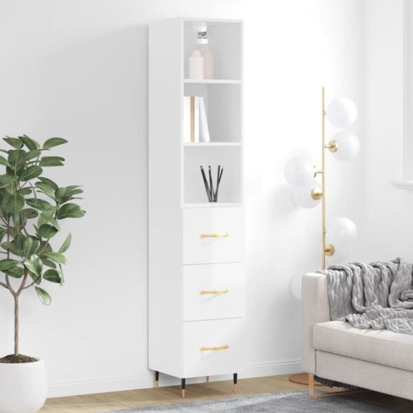 vidaXL Highboard høyglans hvit 34