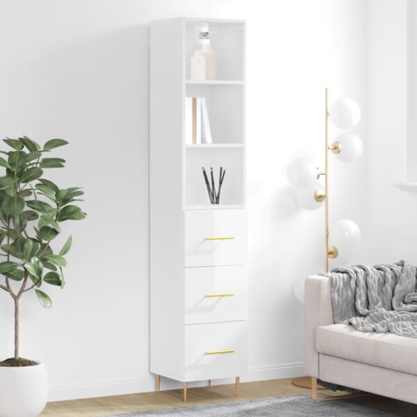 vidaXL Highboard høyglans hvit 34