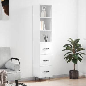 vidaXL Highboard høyglans hvit 34