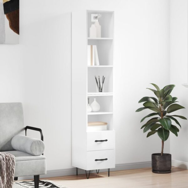 vidaXL Highboard høyglans hvit 34