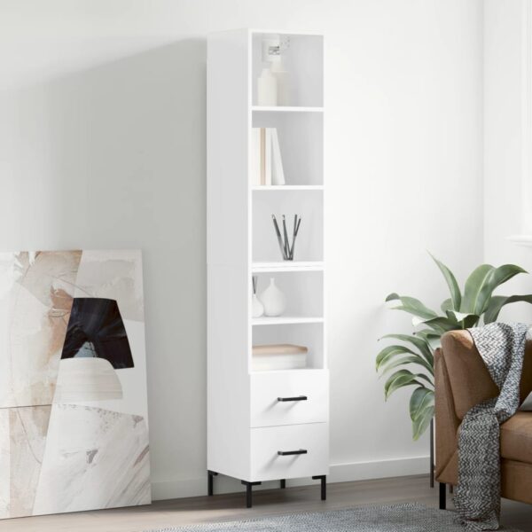 vidaXL Highboard høyglans hvit 34