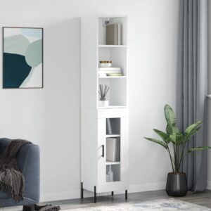 vidaXL Highboard høyglans hvit 34