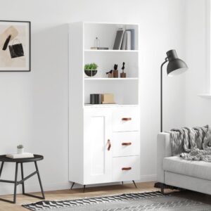 vidaXL Highboard høyglans hvit 69