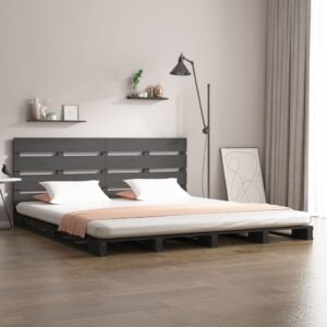 vidaXL Sengeramme grå 120x190 cm heltre furu Small Double