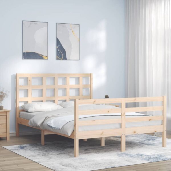 vidaXL Sengeramme med hodegavl 140x190 cm heltre