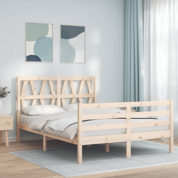 vidaXL Sengeramme med hodegavl 140x190 cm heltre