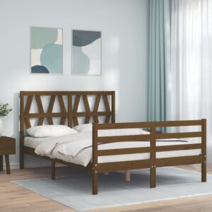 vidaXL Sengeramme med hodegavl honningbrun 140x190 cm heltre