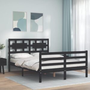 vidaXL Sengeramme med hodegavl svart 140x190 cm heltre