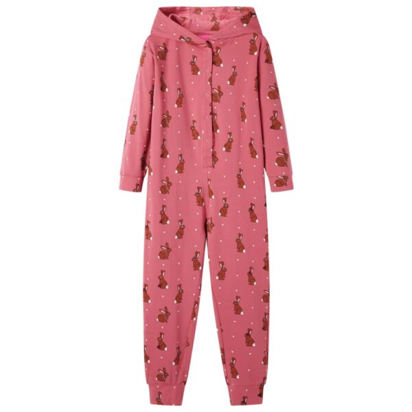 Heldress med hette for barn gammel rosa 92