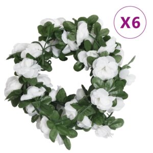 vidaXL Blomsterkranser for jul 6 stk vår hvit 250 cm