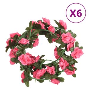 vidaXL Kunstige blomsterkranser 6 stk rødrosa 240 cm