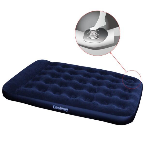 Bestway Oppblåsbar flokket luftseng med innebygd pumpe 191x137x28 cm