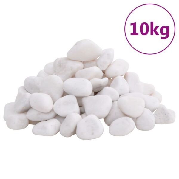 vidaXL Polerte småstein 10 kg hvit 2-5 cm