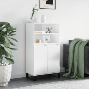 vidaXL Highboard høyglans hvit 60x36x110 cm konstruert tre