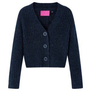 Cardigan for barn strikket marineblå 104