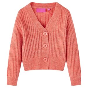 Cardigan for barn strikket medium rosa 104