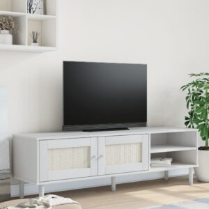 vidaXL TV-benk SENJA rotting-utseende hvit 158x40x49 cm heltre furu