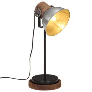 vidaXL Skrivebordslampe 25 W vintage sølv 17x17x50 cm E27