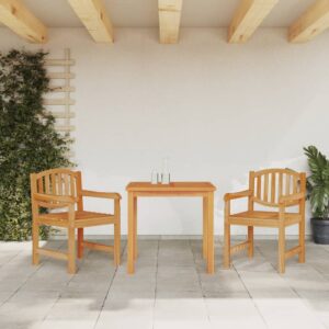 vidaXL Hagespisegruppe 3 deler heltre teak