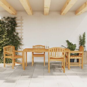 vidaXL Hagespisegruppe 5 deler heltre teak