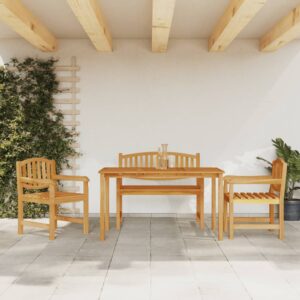 vidaXL Hagespisegruppe 4 deler heltre teak