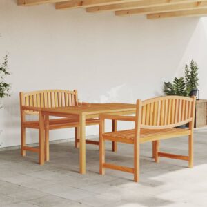 vidaXL Hagespisegruppe 3 deler heltre teak