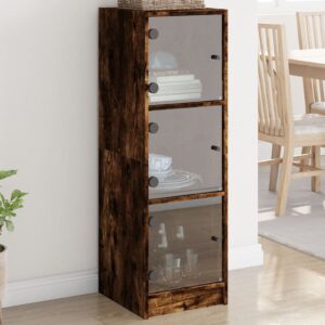 vidaXL Highboard med glassdører røkt eik 35x37x109 cm